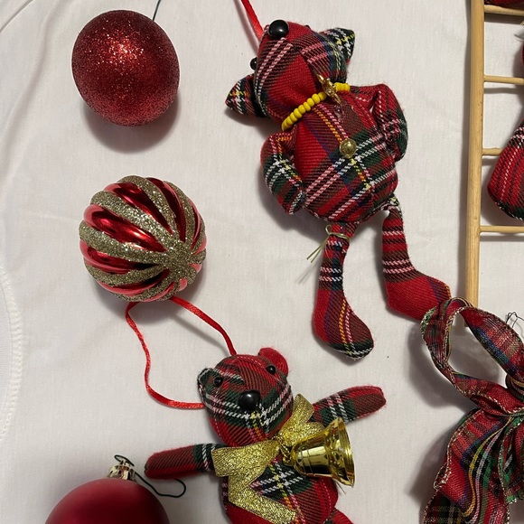 5 handmade plaid teddy bear Christmas ornaments. - Picture 5 of 7